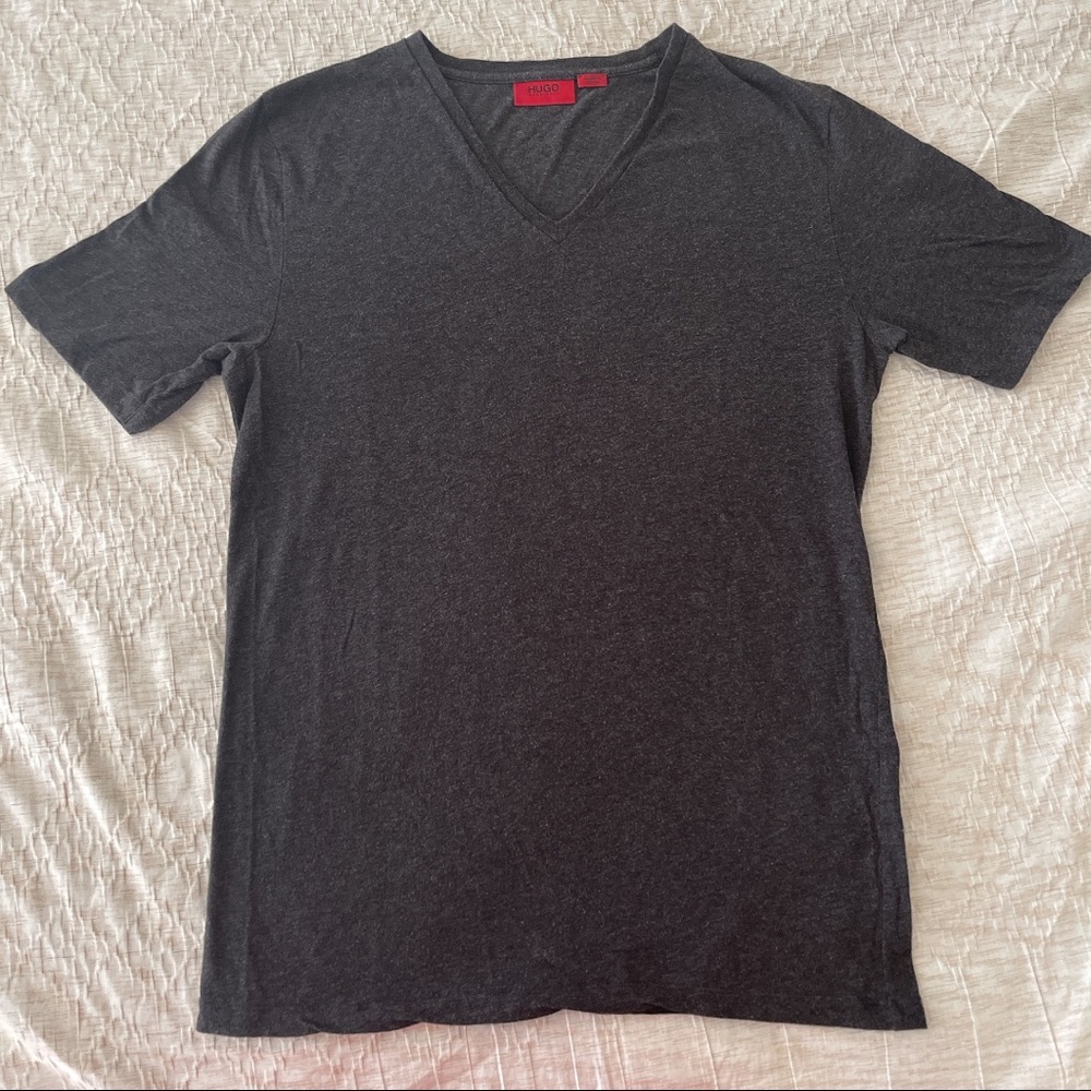Hugo Boss grey vneck t-shirt